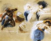 Sketch for The Death of Sardanapalus - 欧仁·德拉克洛瓦